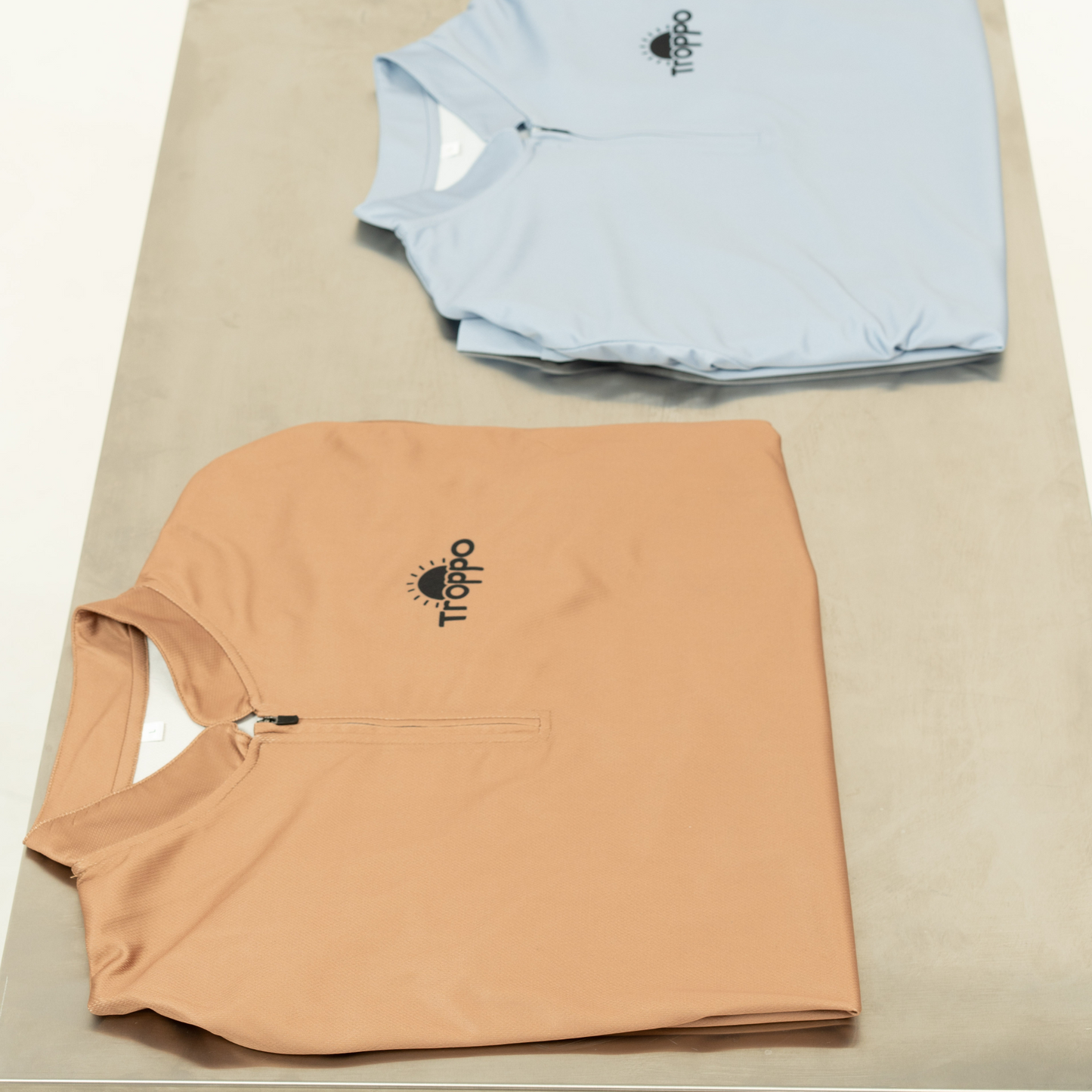 Folded Lightweight UPF 50+ Sun Shirt – Women & Men - Troppo - Sandstorm Brown and Sky Blue