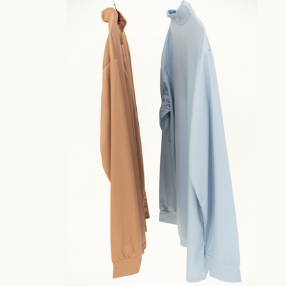 Lightweight UPF 50+ Sun Shirt – Women & Men - Troppo - Sandstorm Brown and Sky Blue